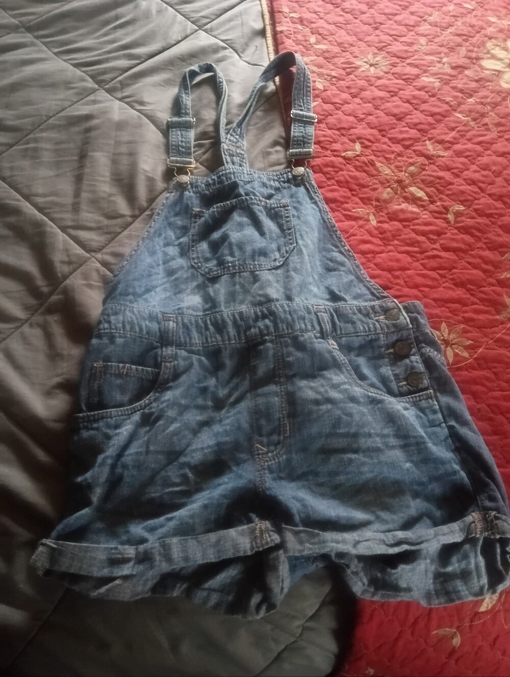 Express Denim Blue Short Overalls for Kids